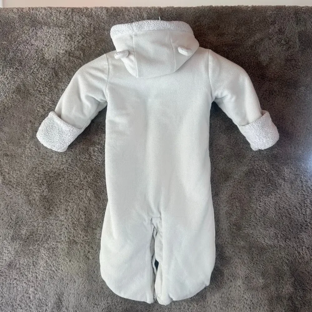 Baby Gap 6-12 Months Bunting Sherpa Fleece Plush Snowsuit Boy Girl Bear Ear Hood